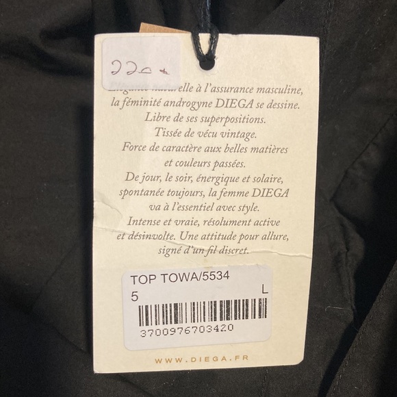 NWT DIEGA *black* blouse size large - Picture 5 of 10